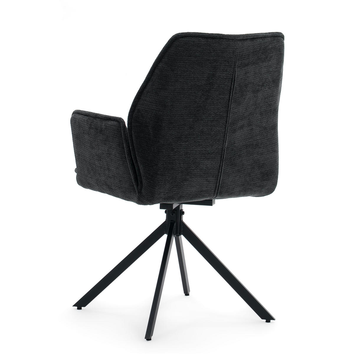 STUHL MERANO drehbar gepolsterter mit Steppung - graphit - Chenille - Dunkelgrau/Schwarz, Textil/Metall (58/90/61cm) - NEW HOME