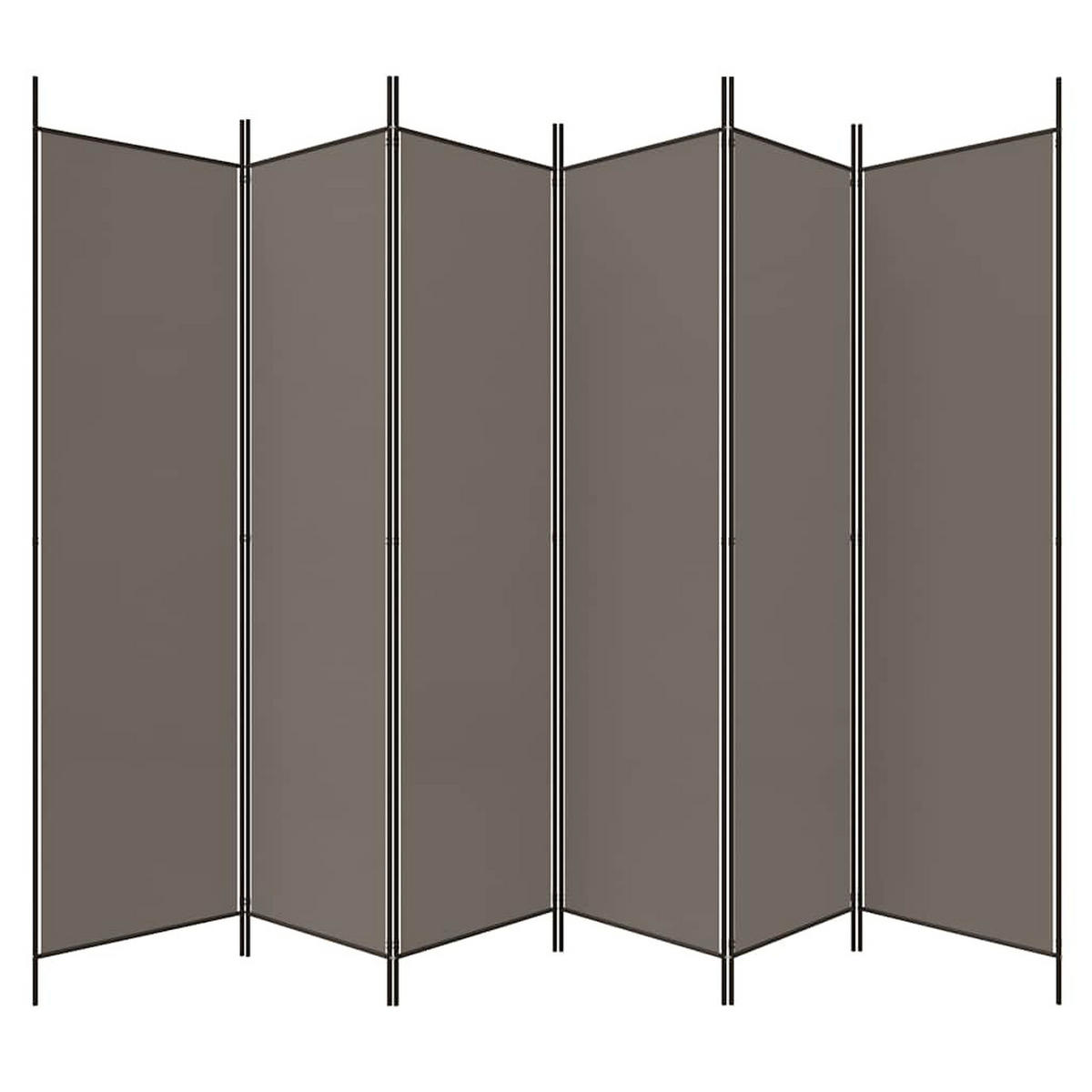 PARAVENT 6-TLG. Anthrazit 300/200 Cm Stoff - Anthrazit, Textil (300/200/300cm) - vidaXL
