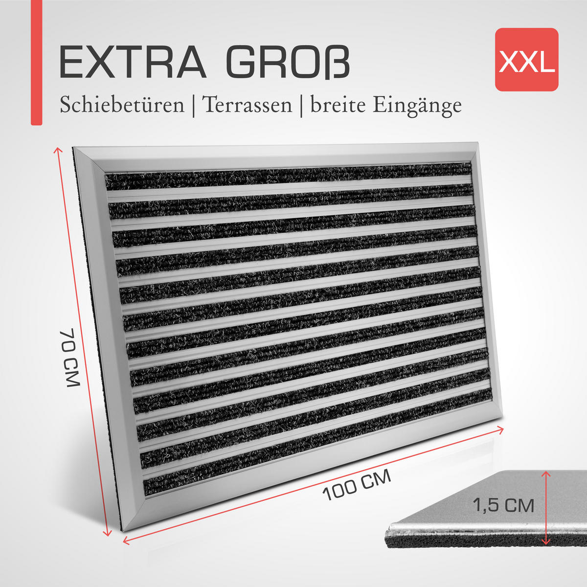 ALU-FUSSMATTE AluGant DL - Silberfarben, Metall (100/70cm) - BoMoe