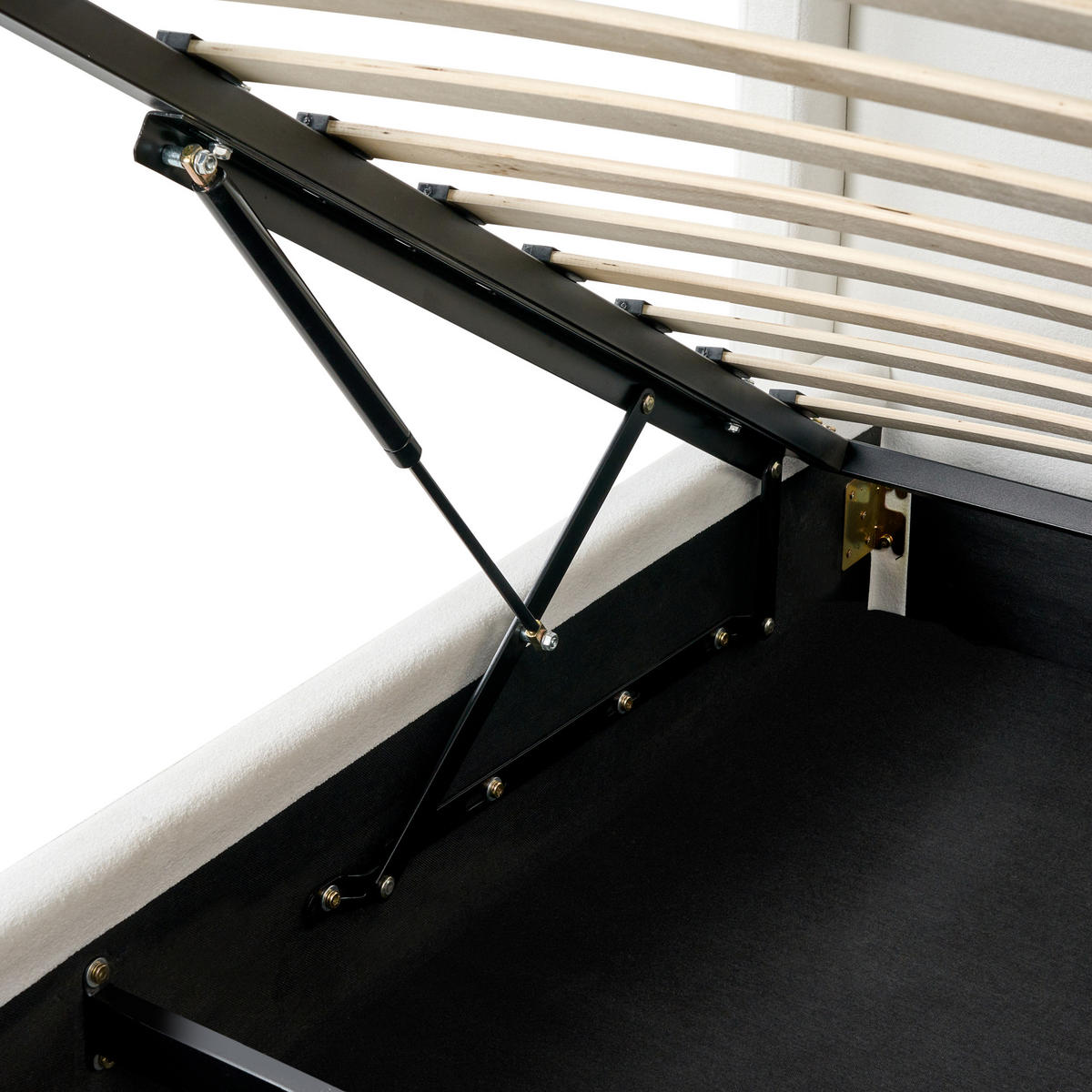 BETT mit Stauraum 180/200 cm Cremeweiß Bernay - Weiß, Textil (180/200cm) - Beliani