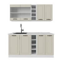 SINGLEKÜCHE R-Line, Sand Landhaus/Weiß, 160 cm Arbeitsplatte Marmor - Beige/Weiß, Holzwerkstoff (160/81.6/60cm) - Vicco