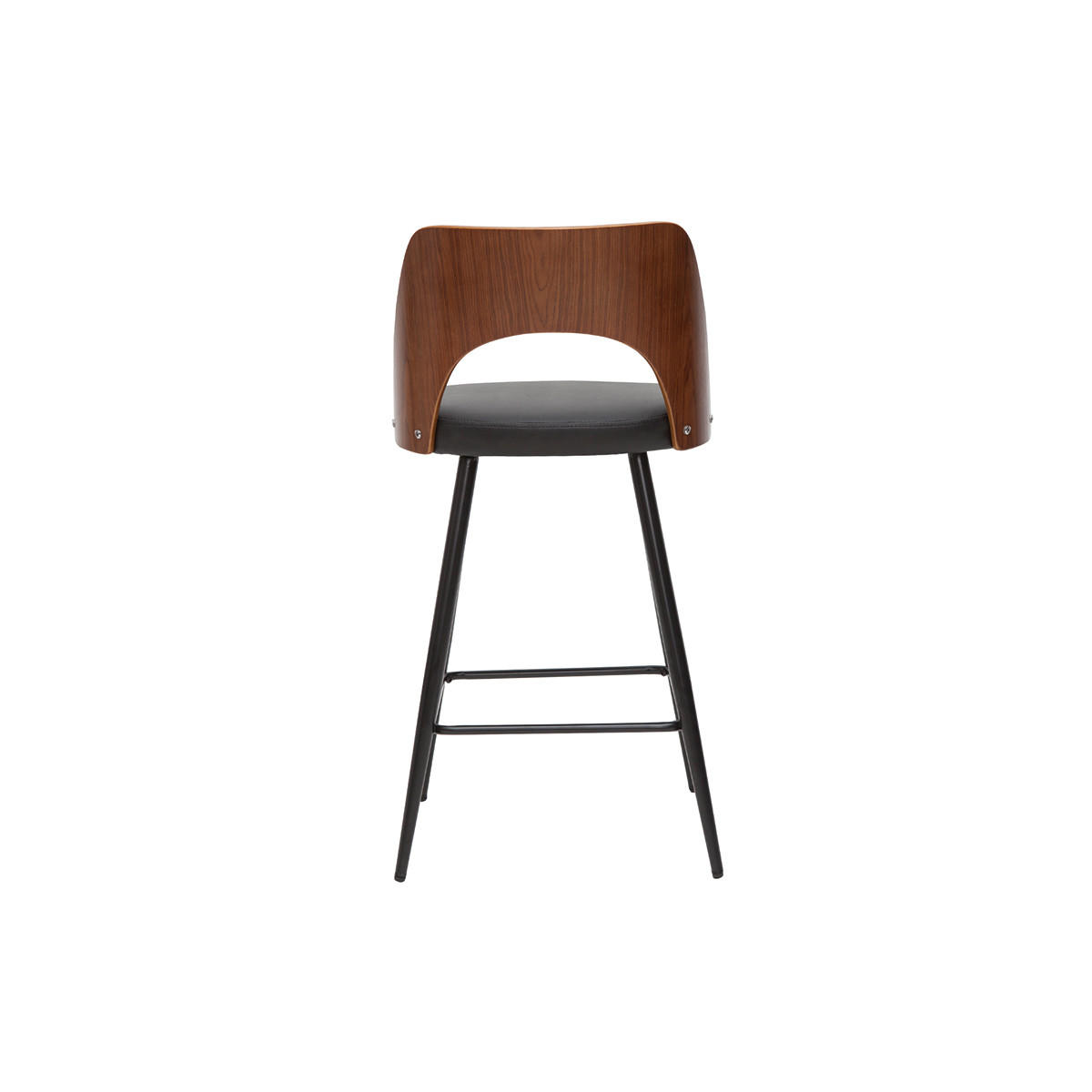 BARHOCKER Schwarz Walnuss H66,5 cm 2er-Set FALCOM - Walnussfarben, Holz (46.5/90/45cm) - Miliboo