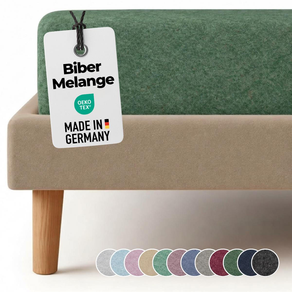 BIBER-SPANNBETTLAKEN 90x200 - 100x200 cm Made in Germany! Warme Winter Flanell Bettlaken aus 100% Baumwolle, Spannbetttuch Dunkelgrün - Dunkelgrün, Textil (90/200cm) - Carpe Sonno