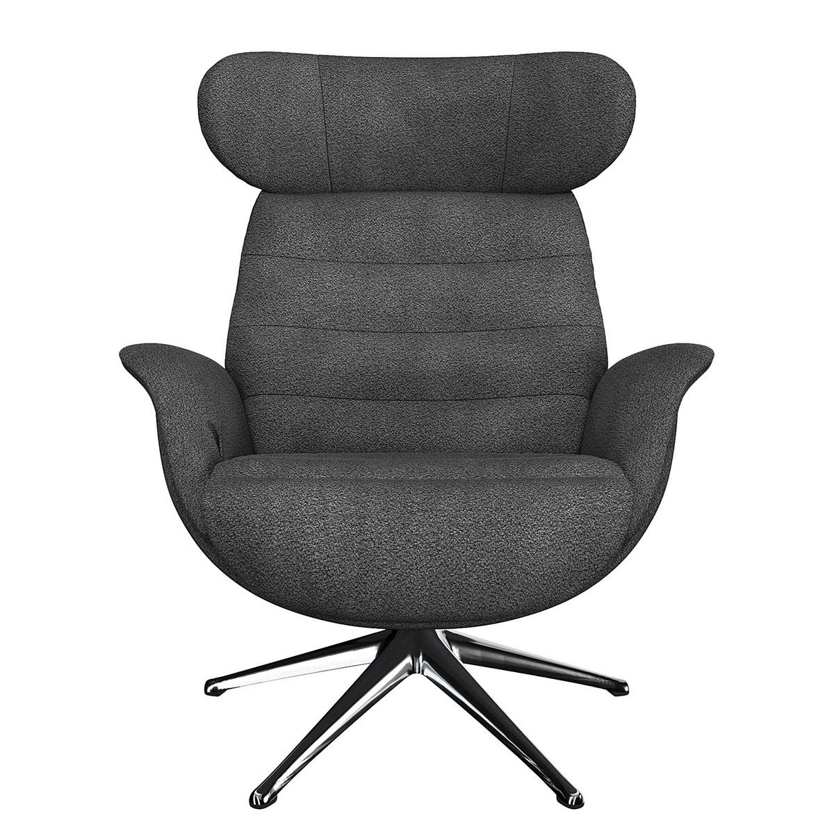 RELAXSESSEL - Chromfarben/Anthrazit, Textil/Metall (90/107/90cm) - home24