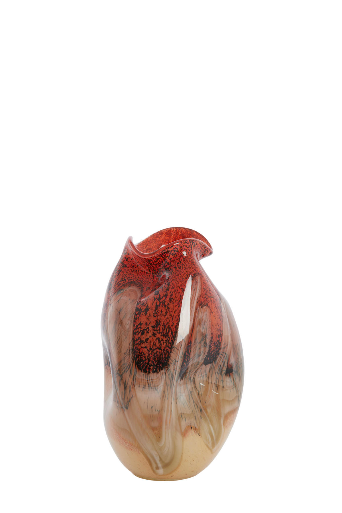 VAZE Jorien Rot 14.5/13.5/25 cm - Rot, Glas (25cm) - Light & Living