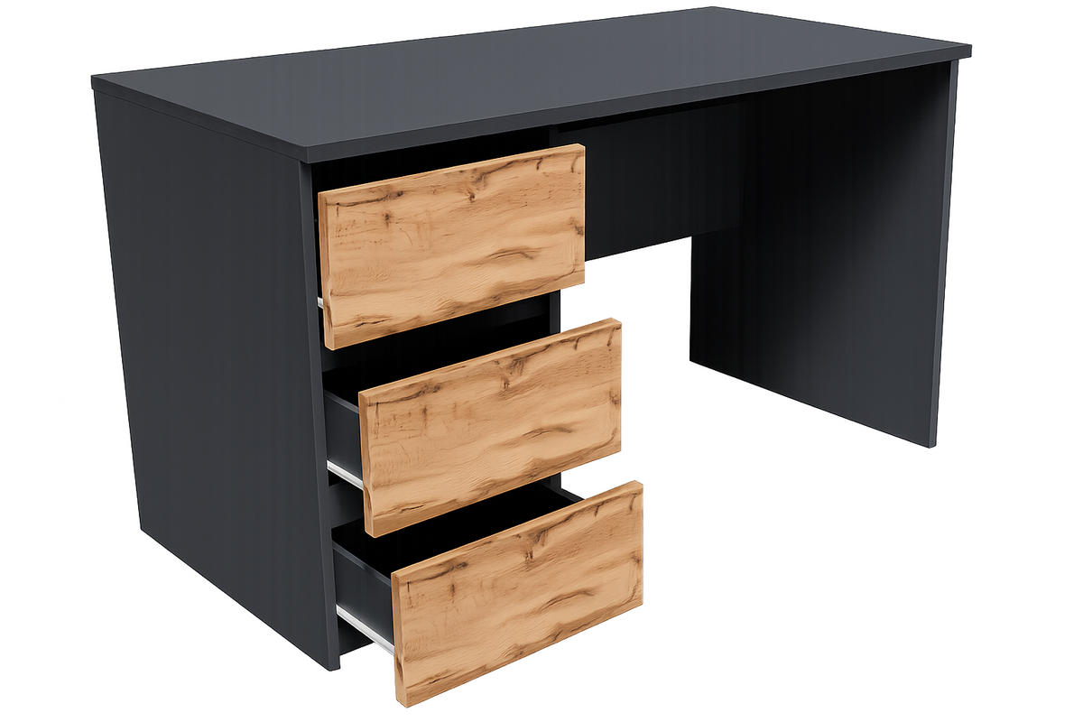 SCHREIBTISCH CR3-CINA Graphit-Wotan Eiche 90/56/77 cm - Eiche Wotan/Graphitfarben, Holzwerkstoff (90/56/77cm)