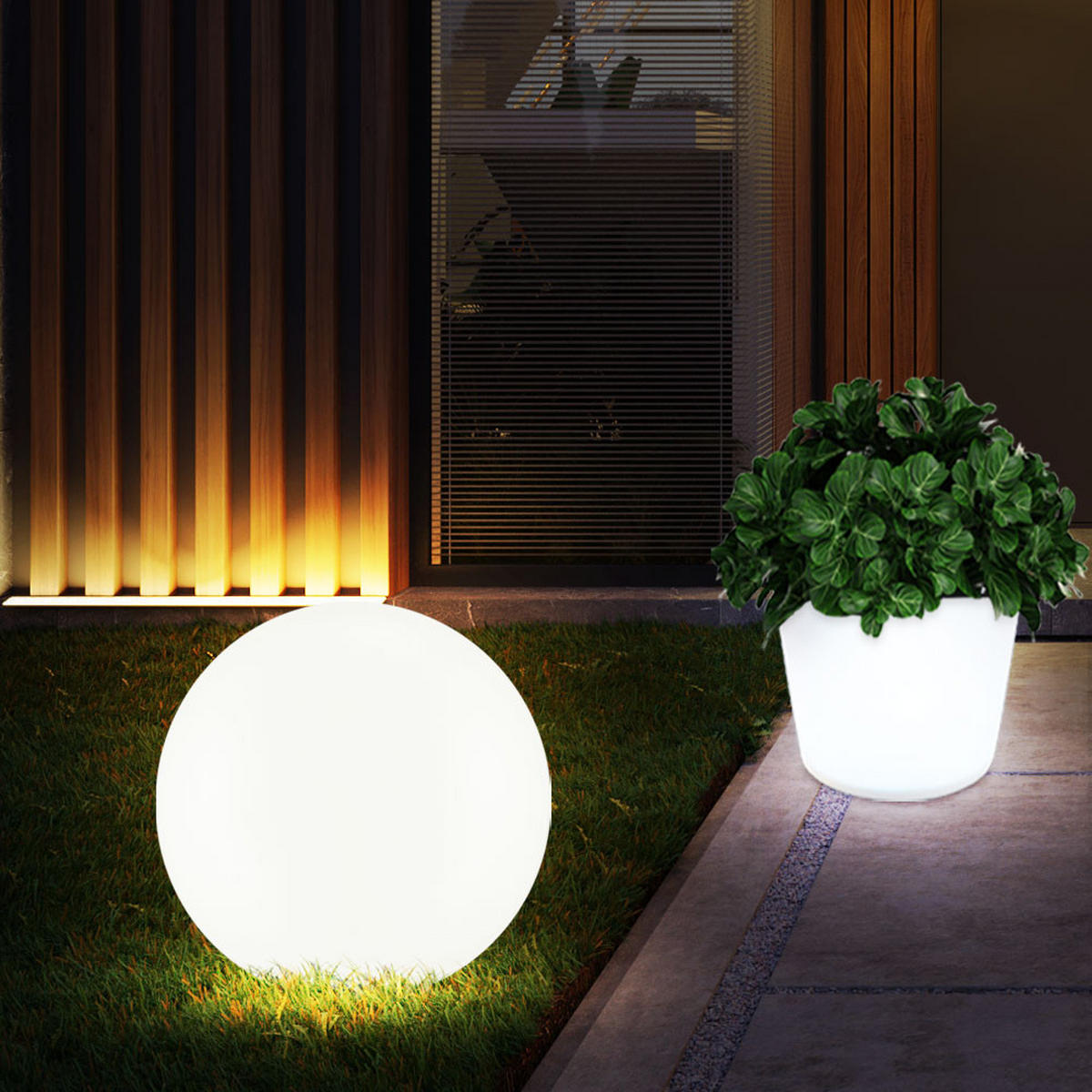 LED AUSSENLEUCHTE Weiß 2er Set - Weiß, Kunststoff (20/20/62cm)