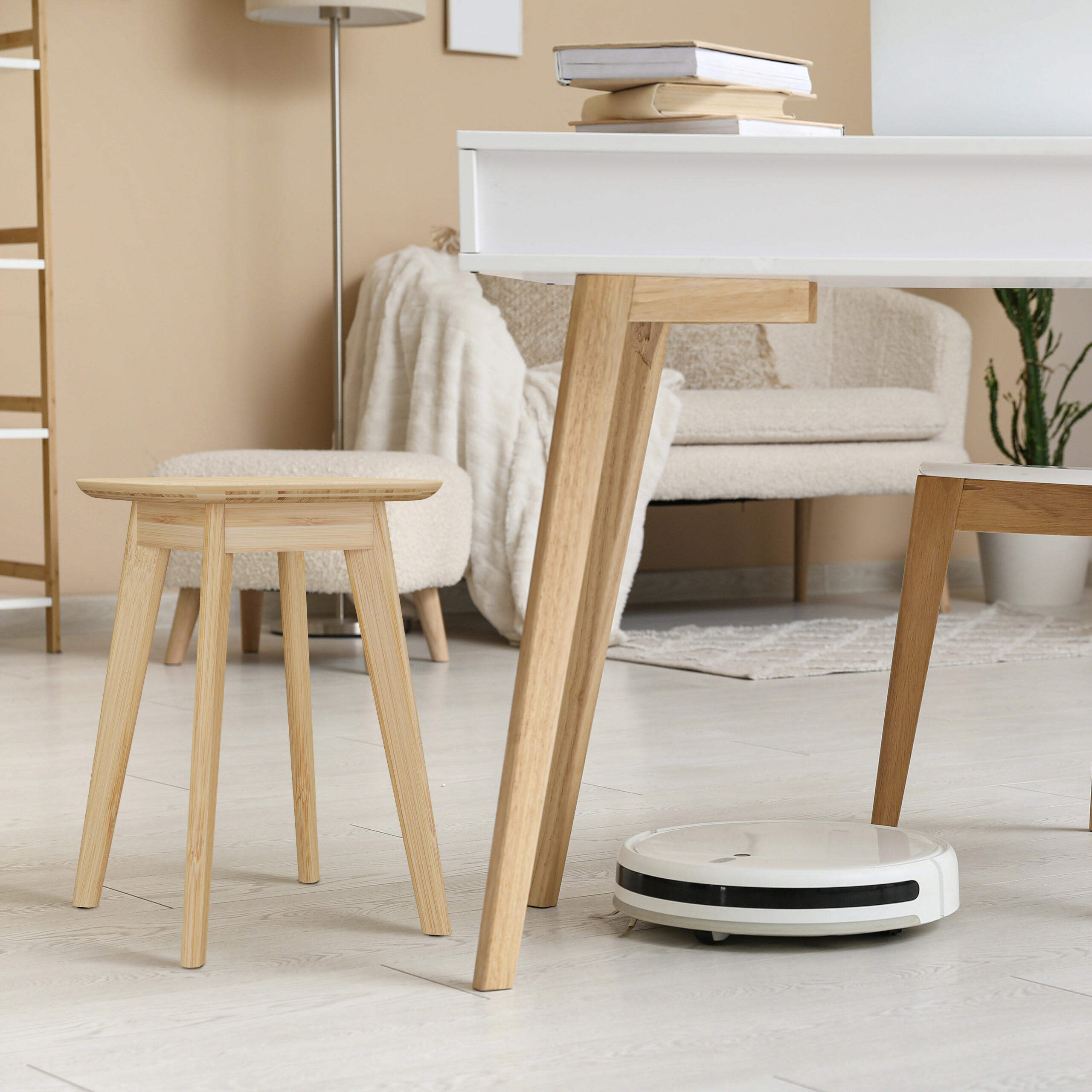 ESSZIMMERHOCKER - Hellbraun, Holz (33/46/33cm) - Relaxdays