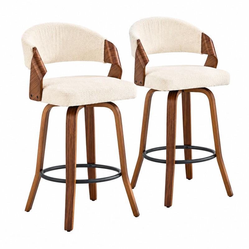 BARHOCKER-SET 2er-Set mit Rückenlehne Weiß Holz - Weiß, Holz (42/95/51cm) - Meubliv