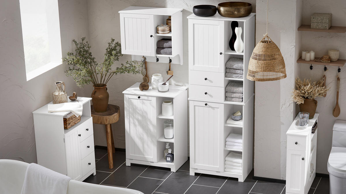 BADEZIMMERSCHRANK Weiß - Weiß, Holzwerkstoff (60/86/33cm) - SoBuy