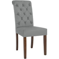 STUHL Samt Grau - Walnussfarben/Grau, Holz/Textil (45/98/63cm) - CLP