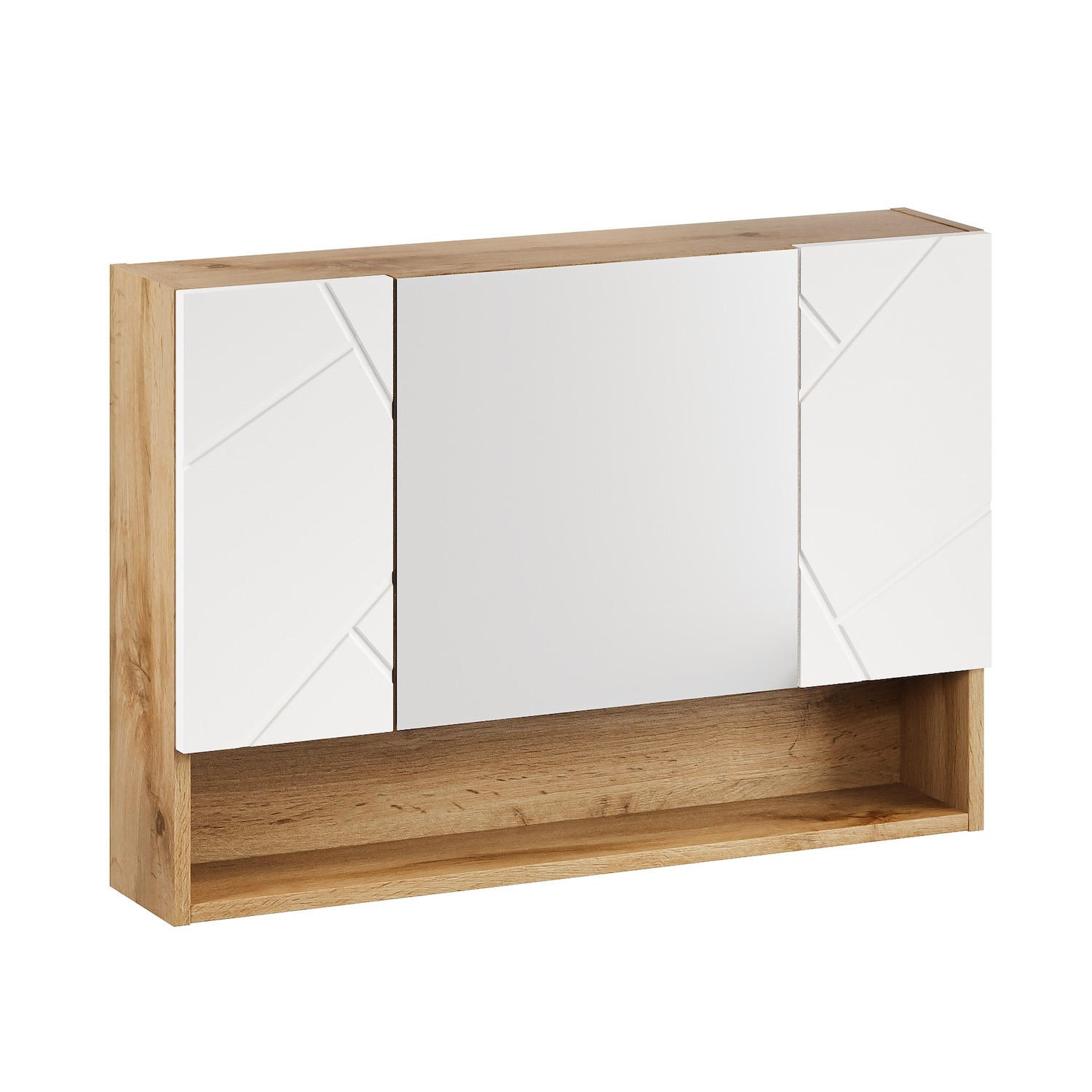 Badplaats ZRCADLOVÁ SKŘÍŇKA Manello 3 dveře dub s mat bílá - 80 x 17 x 60 cm