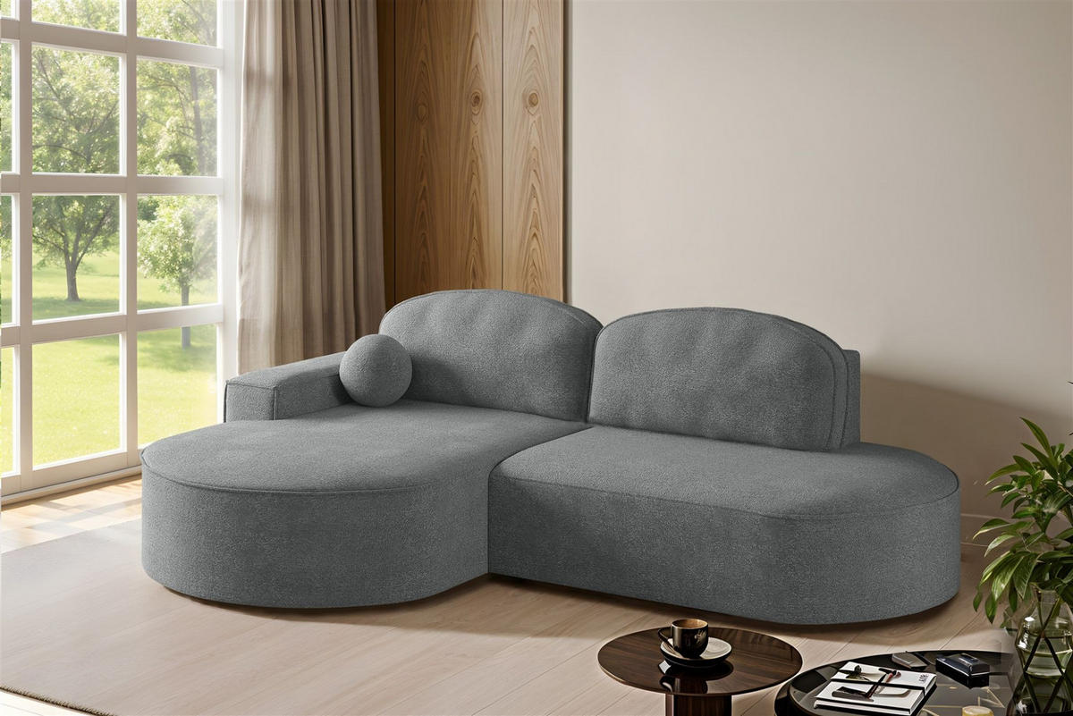 ECKSOFA Girona Mit Schlaffunktion - Dunkelgrau, Holzwerkstoff/Textil (278/179cm) - Fun Möbel