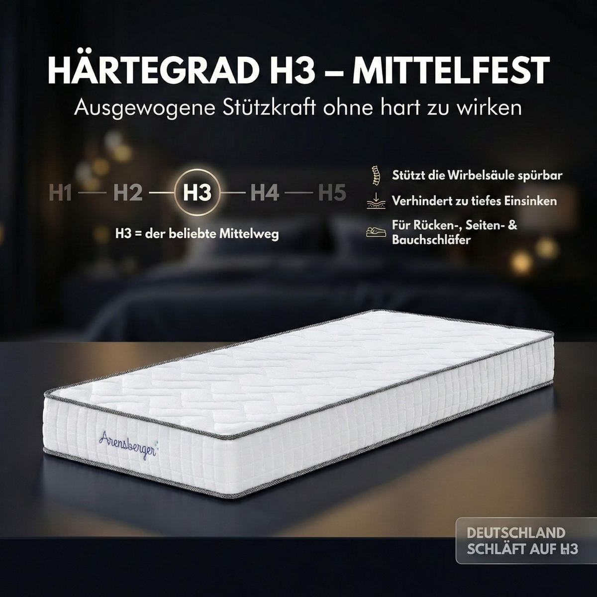 TASCHENFEDERKERN Matratze JANA, 120x200cm - Weiß, Textil (120/200cm) - Arensberger
