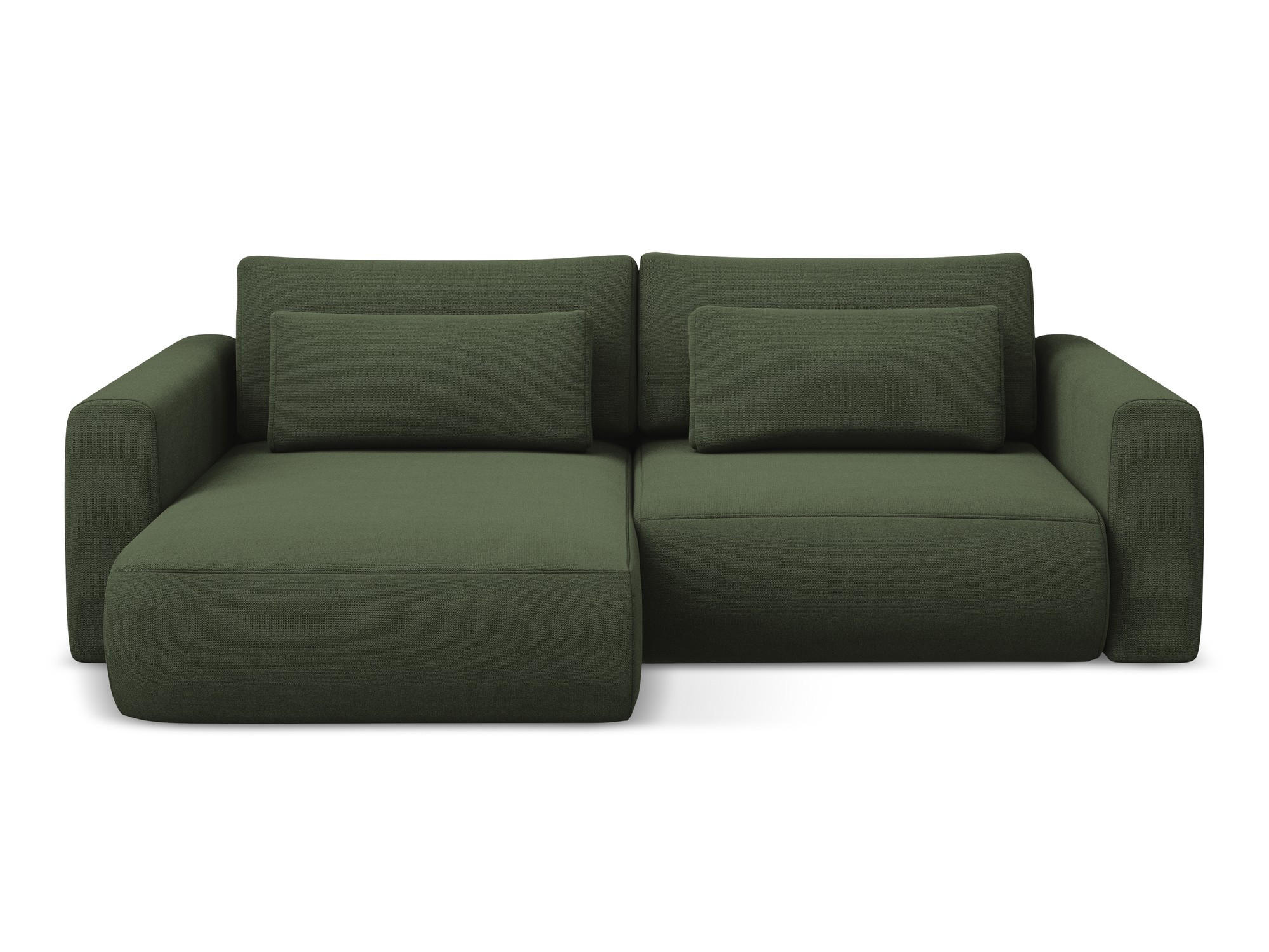 ECKSOFA mit Schlaffunktion Strukturstoff Stoff Grün - Schwarz/Olivgrün, Kunststoff/Textil (149/240cm) - Makamii