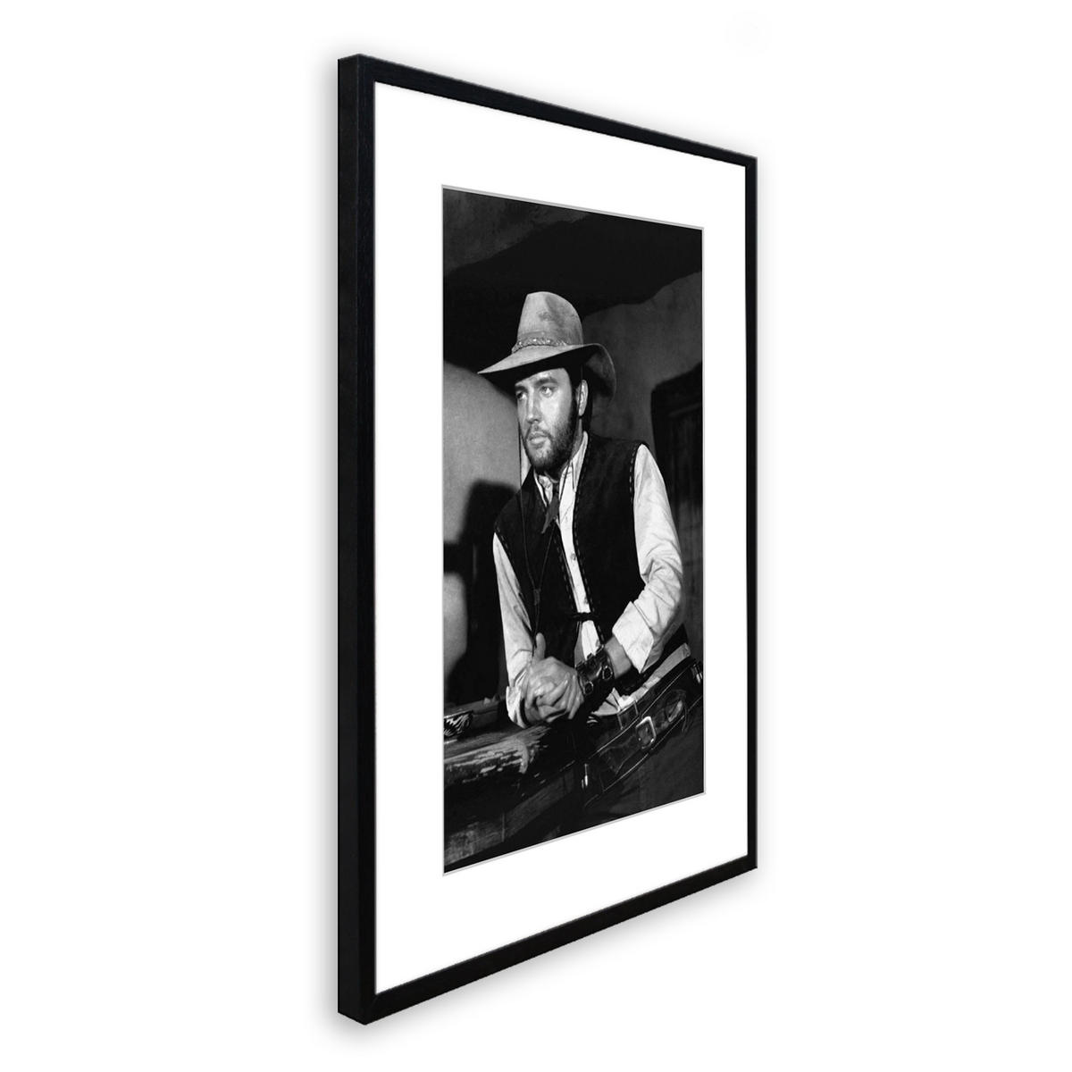 BILD mit Rahmen 51x71 cm Elvis Presley Schwarz-Weiß - Weiß, Holz (51/71cm) - artissimo