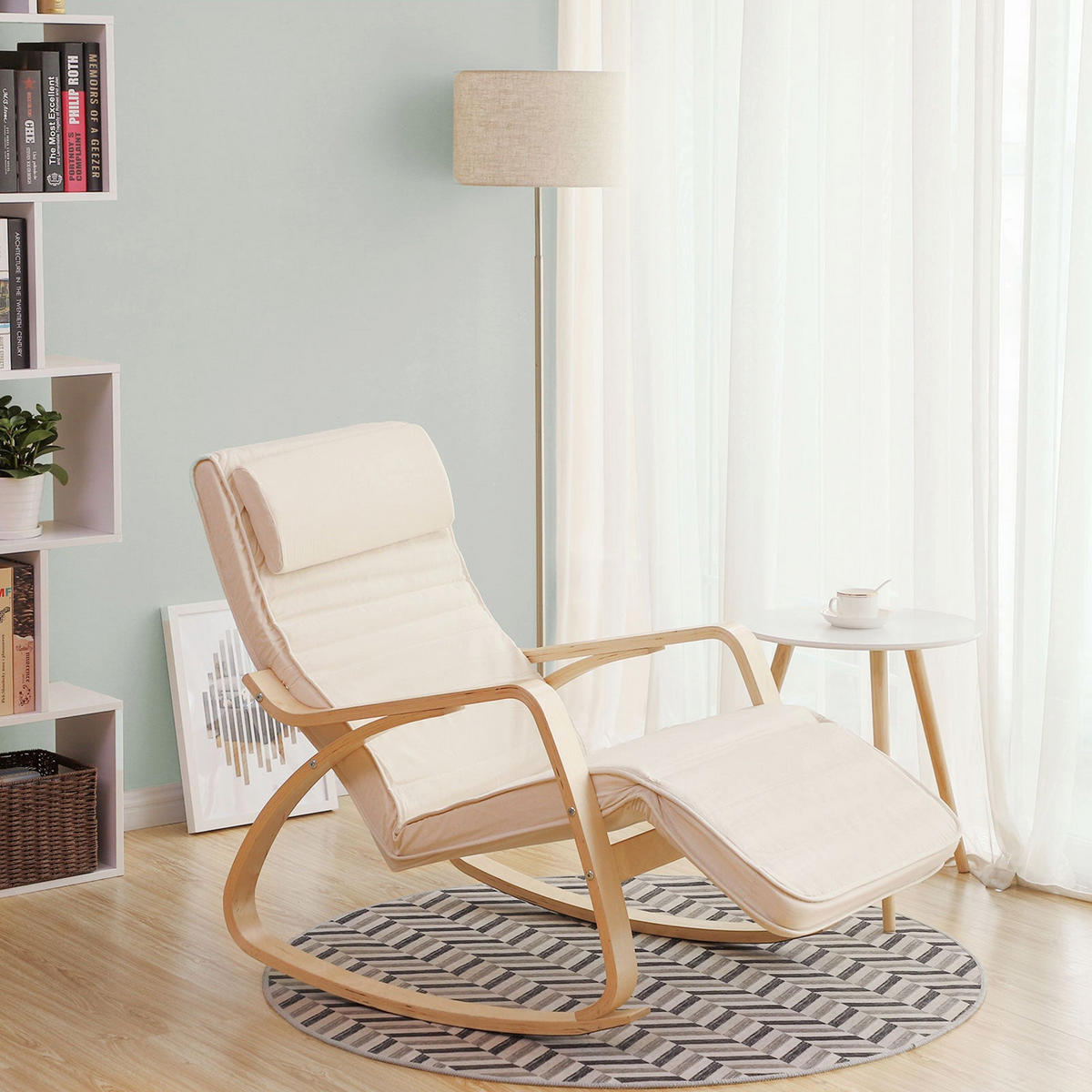 SCHAUKELSTUHL RELAXSTUHL - Beige, Holzwerkstoff (115/91/67cm) - Hansiro
