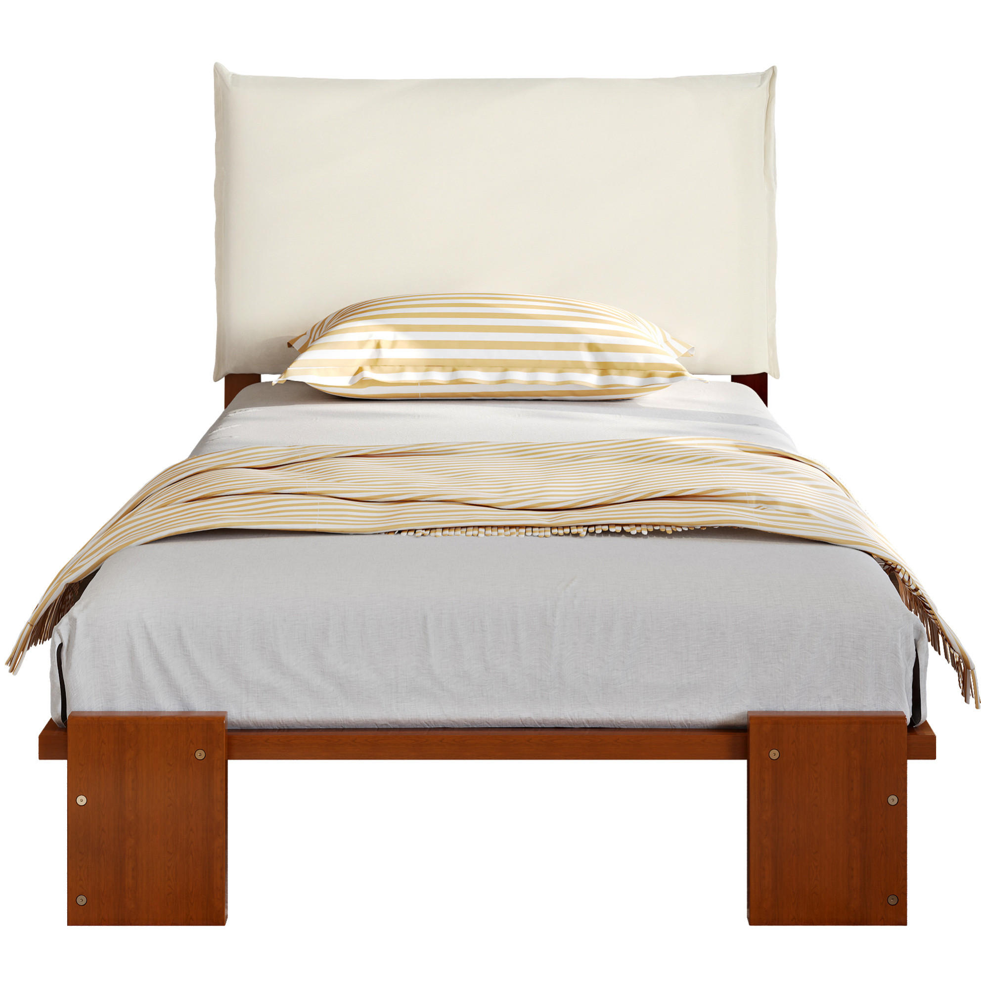 ČALOUNĚNÁ postel 90/200 cm tmavě hnědá ze dřeva a tkaniny s opěrkou a lamelovým roštem - hnědá, textil (90/200cm) - OKWISH