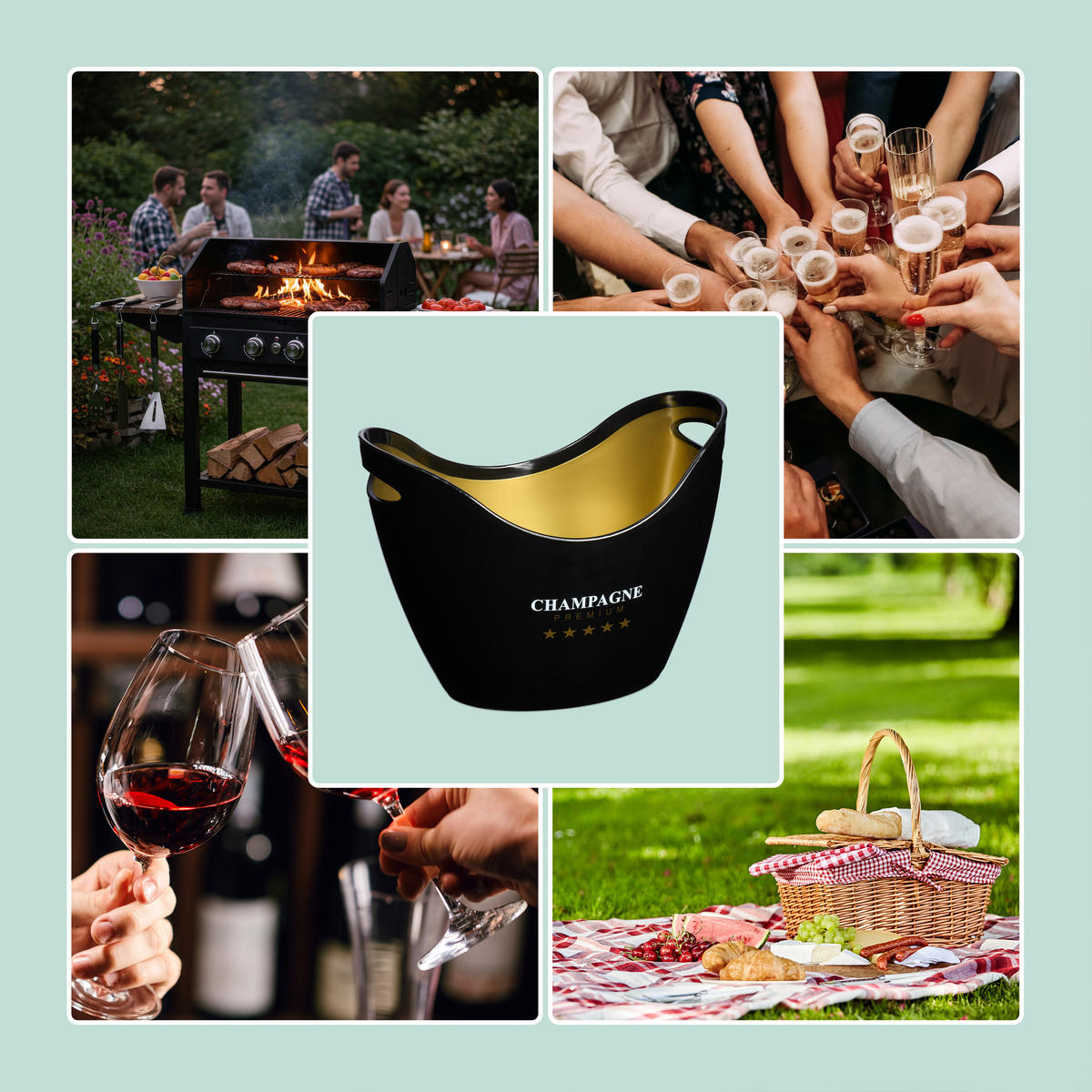 SEKTKÜHLER - Multicolor, Kunststoff (35/25.5cm) - Relaxdays