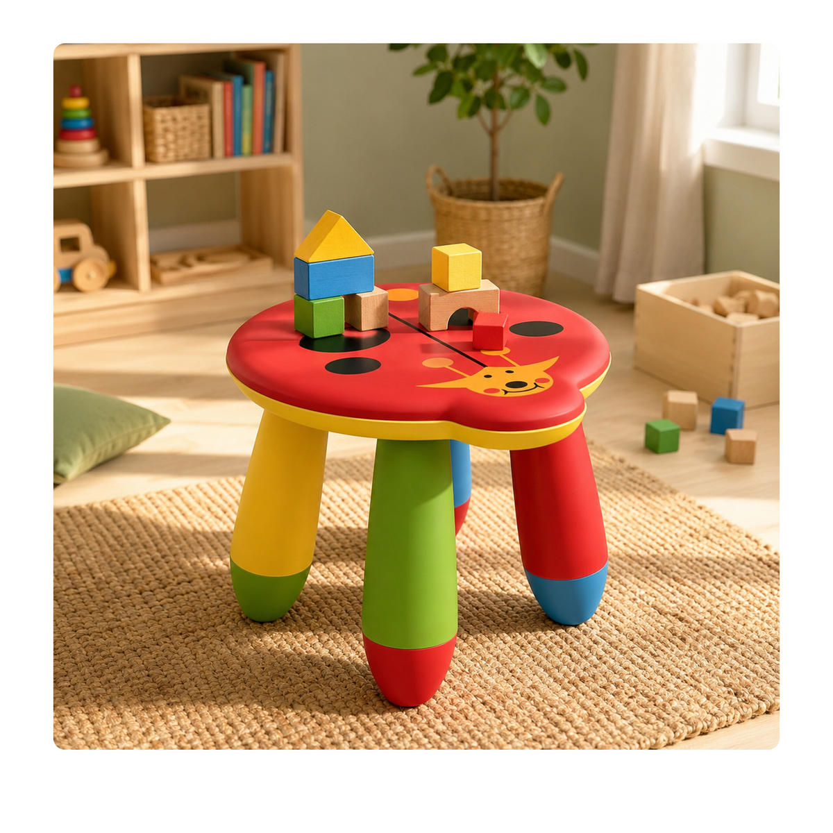 STOLIČKA Barevná dětská plastová beruška výška sedu 26 cm - různobarevná, plast (25/26/32cm) - Relaxdays