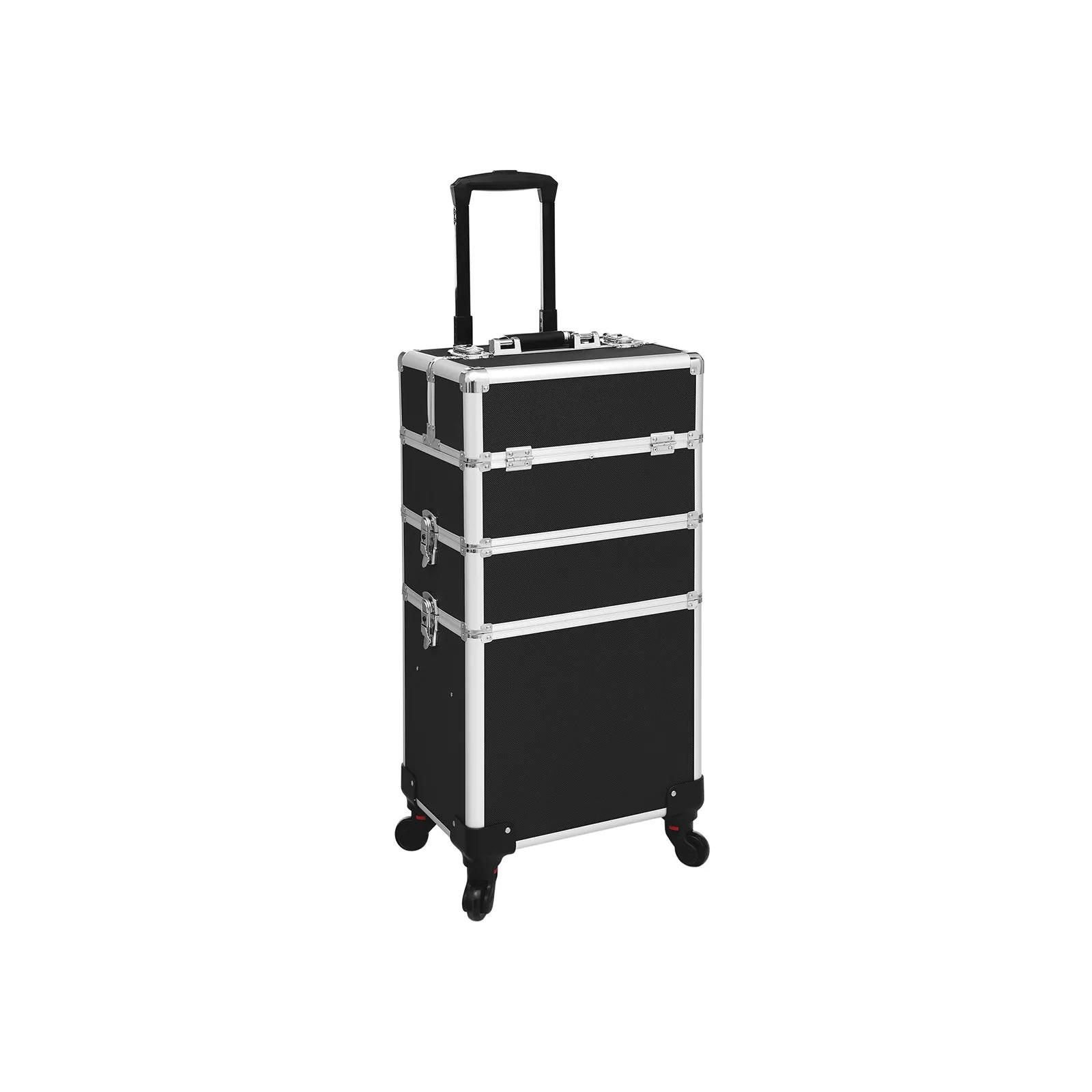 KOSMETIKKOFFER MAKE-UP TROLLEY - Schwarz, Holzwerkstoff (68.5/25/35cm) - Hansiro