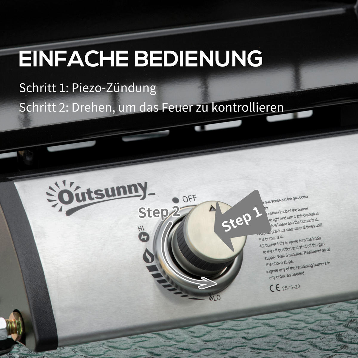 GASGRILL BBQ mit 2 Brennern, Edelstahl+Metall, Silber, 48,5 x 46 x 21 cm - Silberfarben, Metall (46/21/48.5cm) - Outsunny