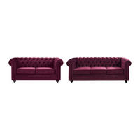 COUCHGARNITUR - 5 Personen - Samt, Stoff - Bordeaux - CHESTERFIELD - Bordeaux, Textil (165/72/88cm) - Vente-Unique