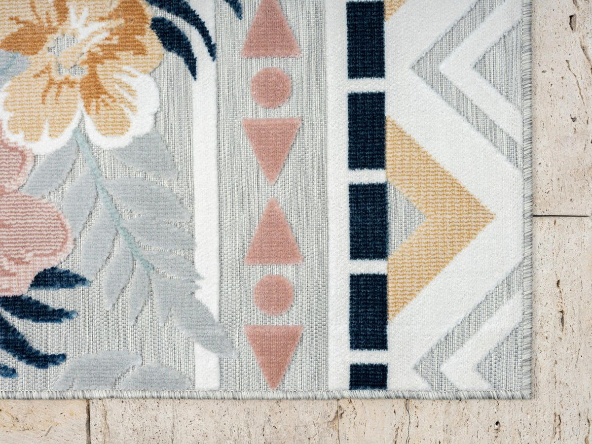 OUTDOORTEPPICH Aurora Altrosa,Dunkelblau,Currygelb 100/160 cm - Altrosa, Textil (100/160cm) - My-Rug