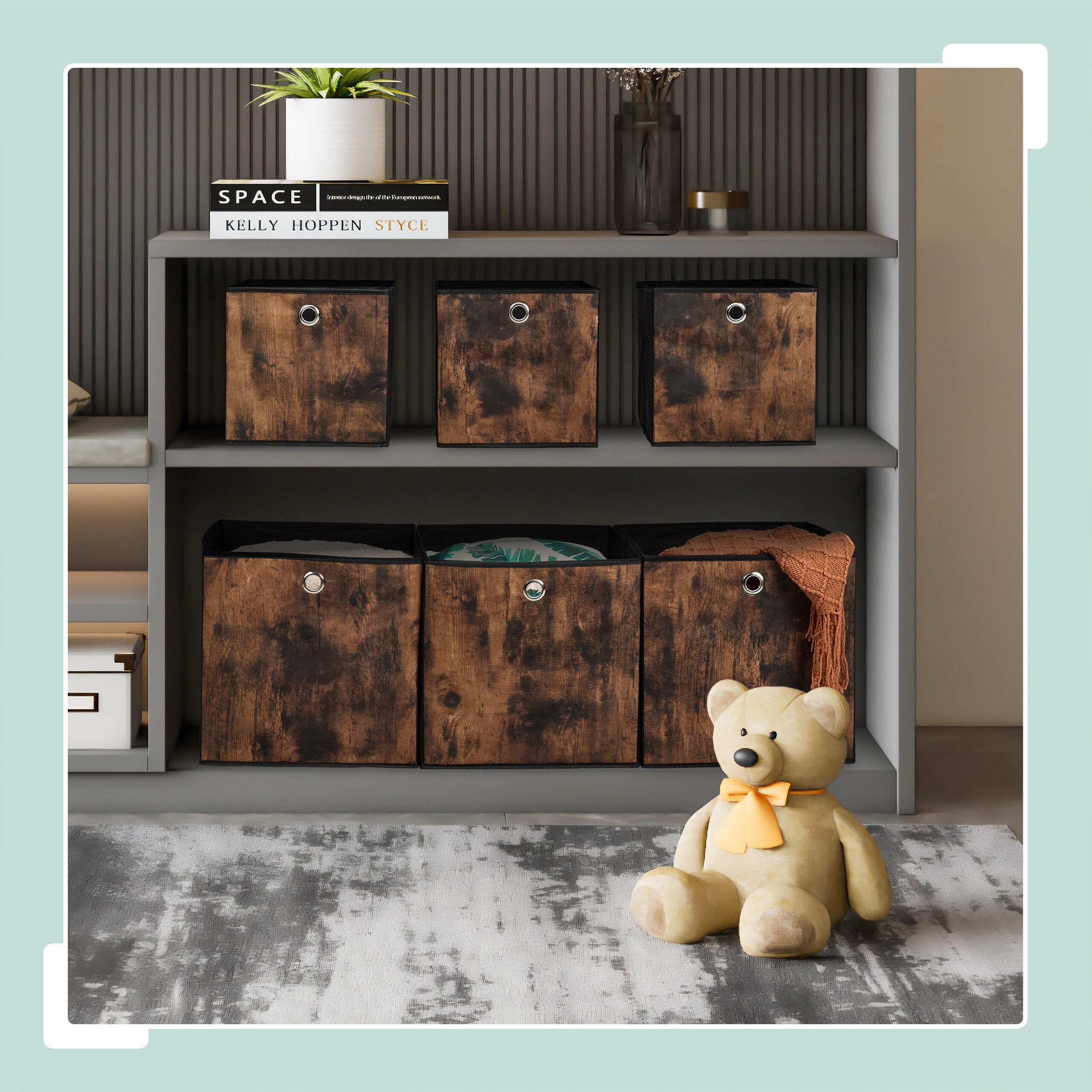 6XAUFBEWAHRUNGSBOX - Schwarz, Wellpappe/Kunststoff (33/33/33cm) - Relaxdays