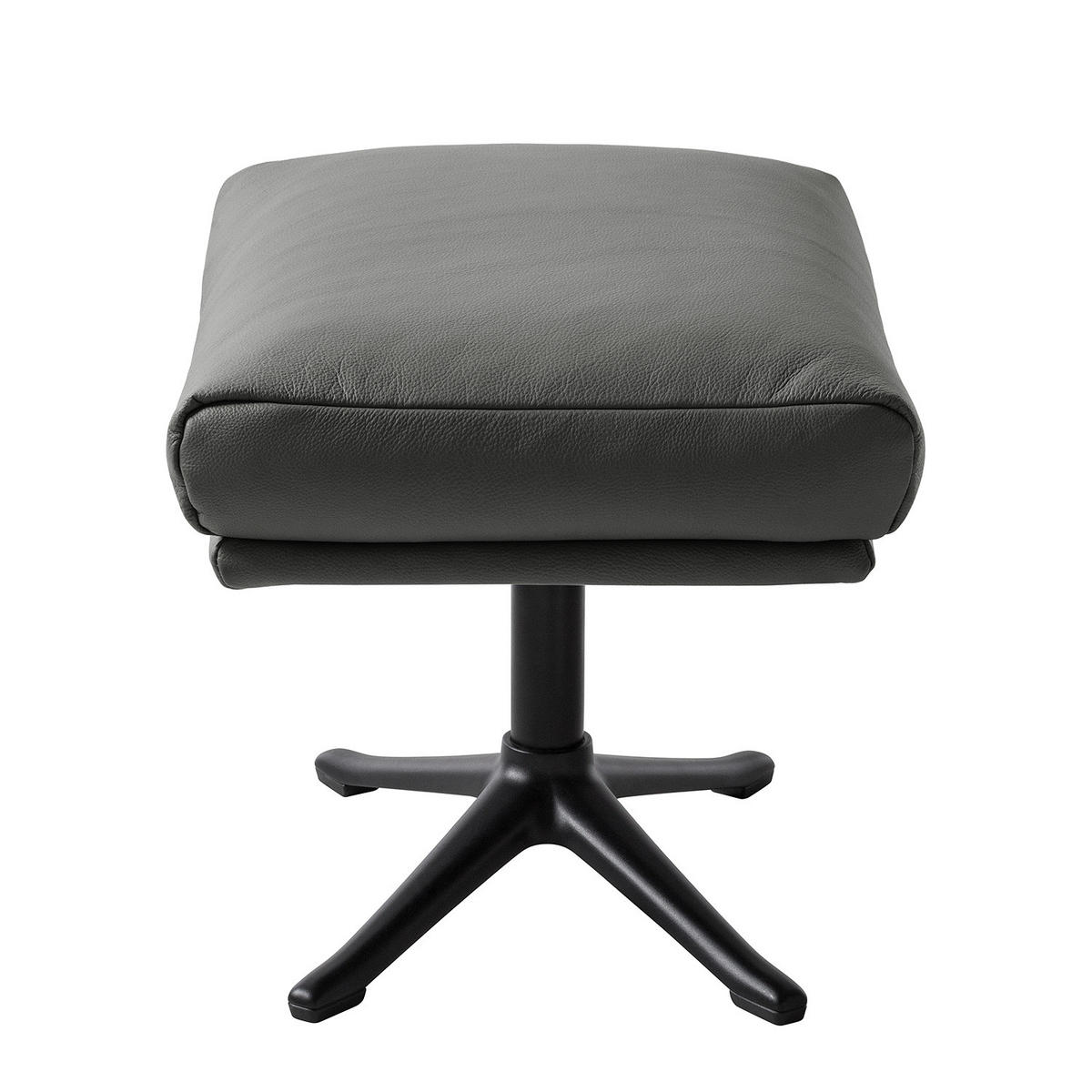 POLSTERHOCKER mit Kreuzfuß - Chromfarben/Grau, Leder/Metall (51/37/41cm) - home24