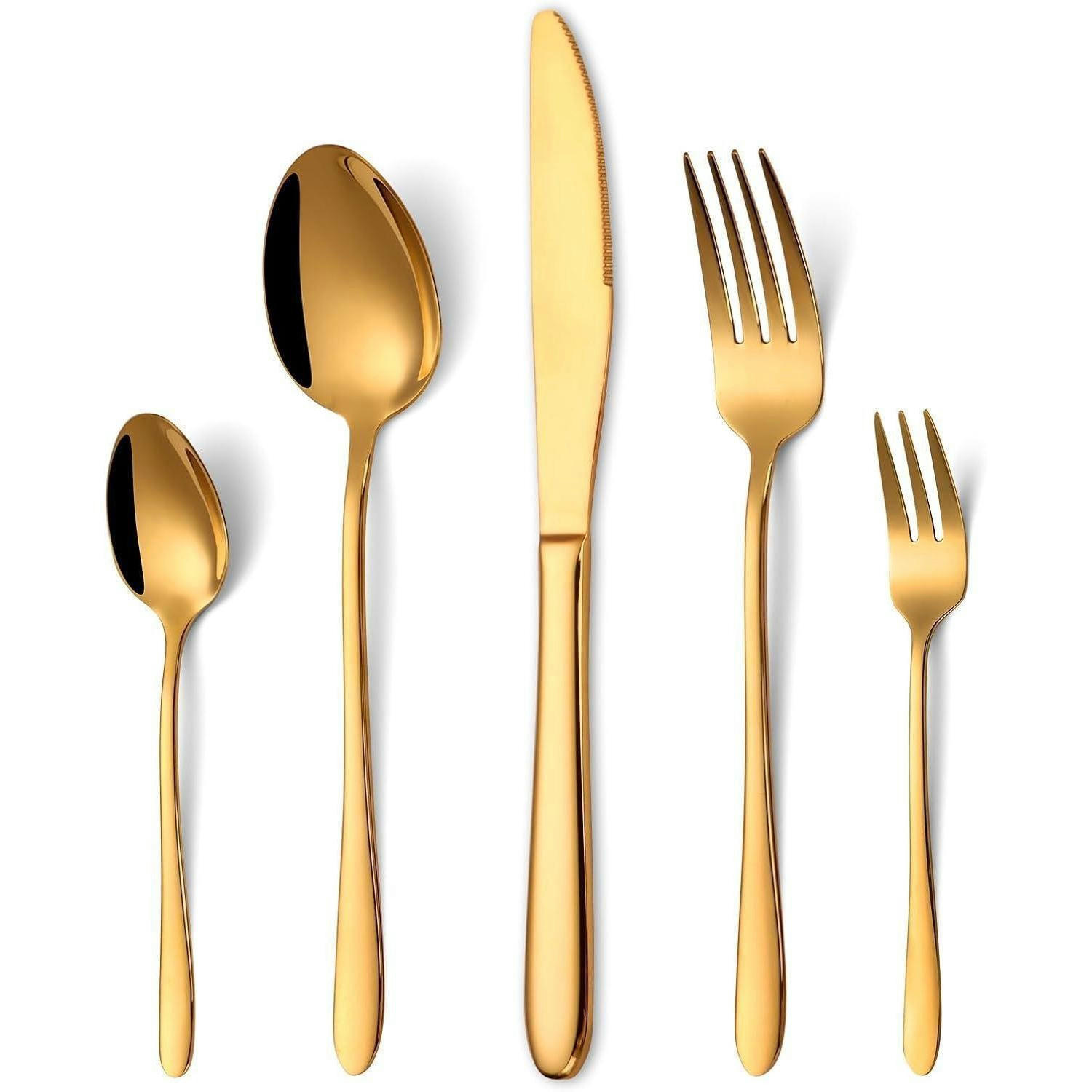 BESTECKSET 30-teilig Gold Edelstahl für 6 Personen - Goldfarben, Metall