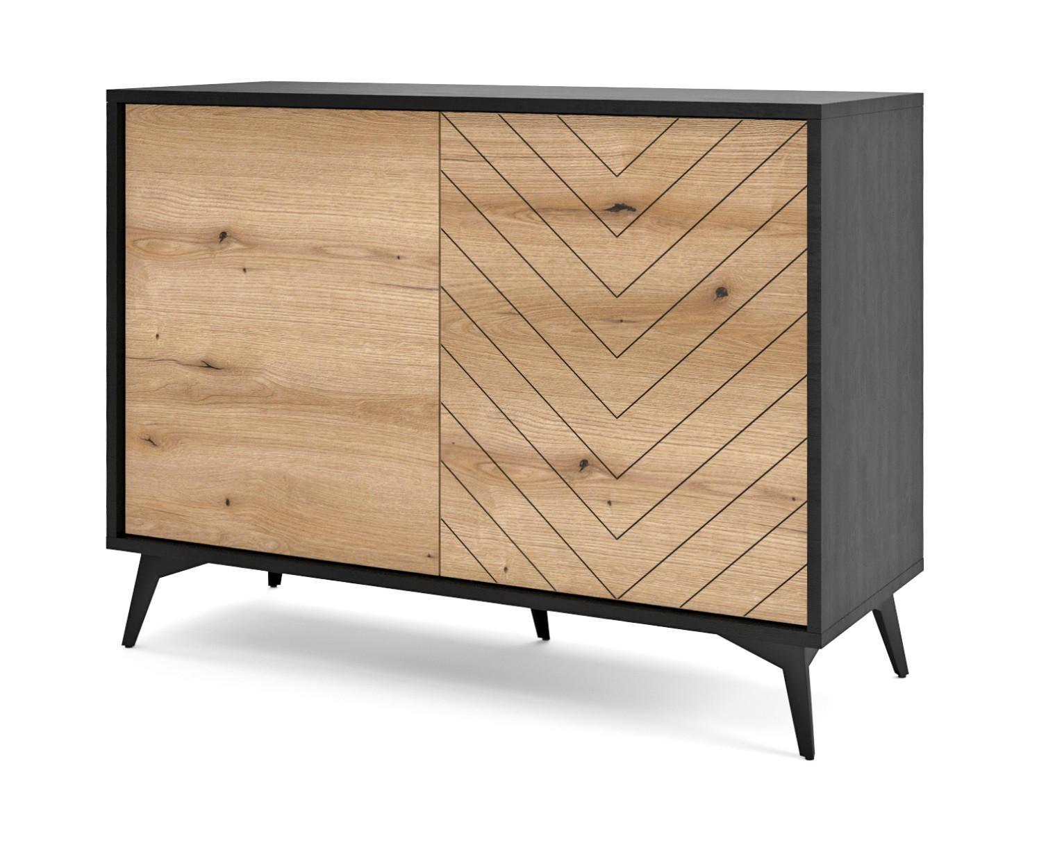 KLEINE Sideboard 104 cm Emerald - Loft, Schwarz, Evoke Eiche - Schwarz/Braun, Holz (104/77/39cm) - Emporius