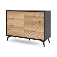 KLEINE Sideboard 104 cm Emerald - Loft, Schwarz, Evoke Eiche - Schwarz/Braun, Holz (104/77/39cm) - Emporius