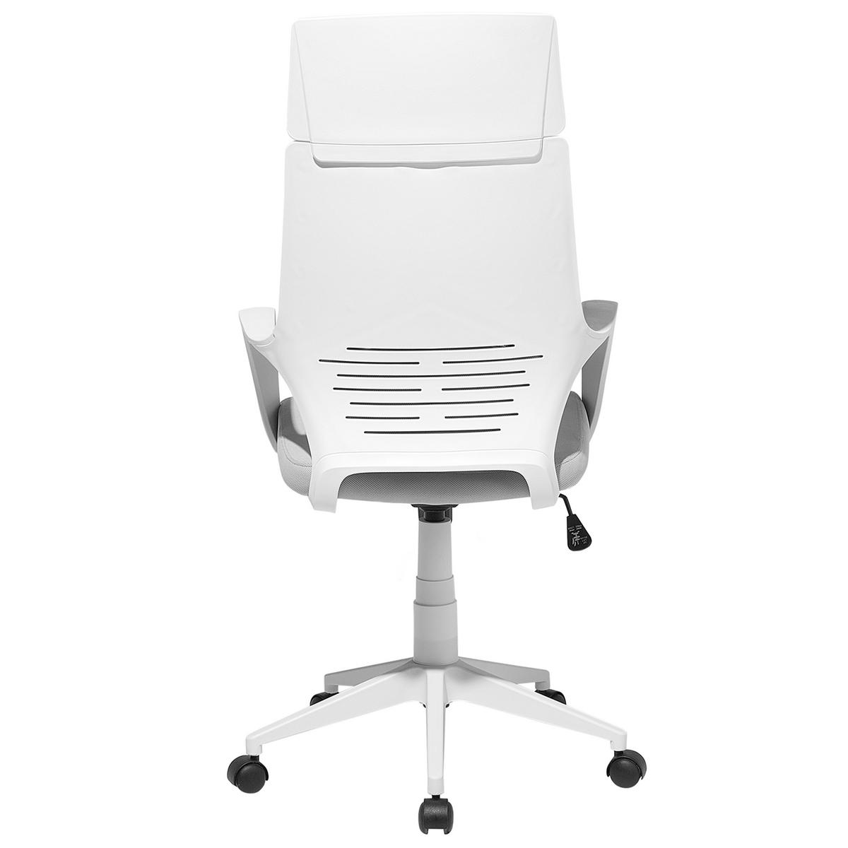 BÜROSTUHL Polyester Weiß/Grau Delight - Grau, Kunststoff/Textil (64/116/64cm) - Beliani