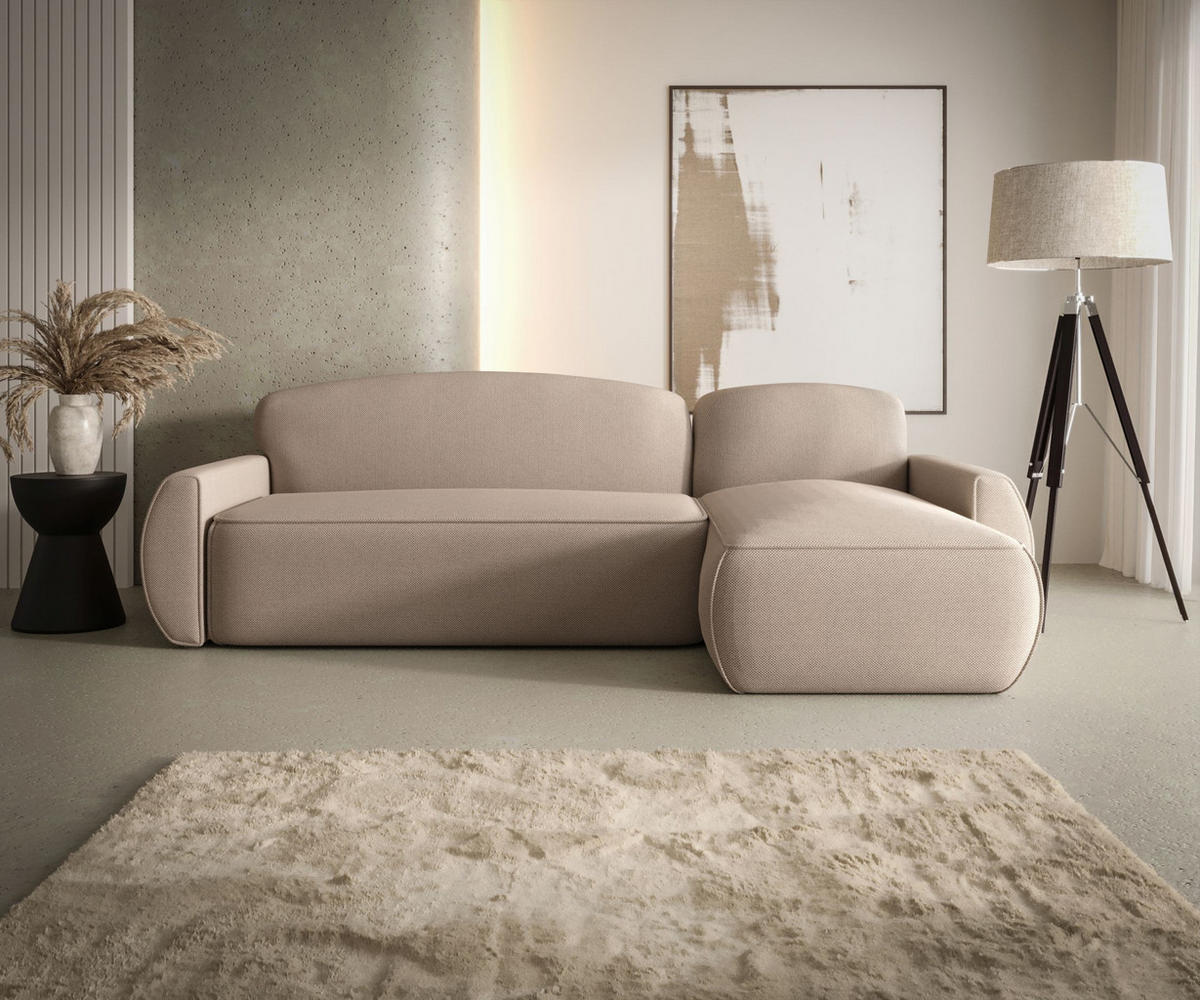 ECKSOFA mit Schlaffunktion LUCAS Curio 15 Rechts - Beige, Textil (240/145cm) - Bedante