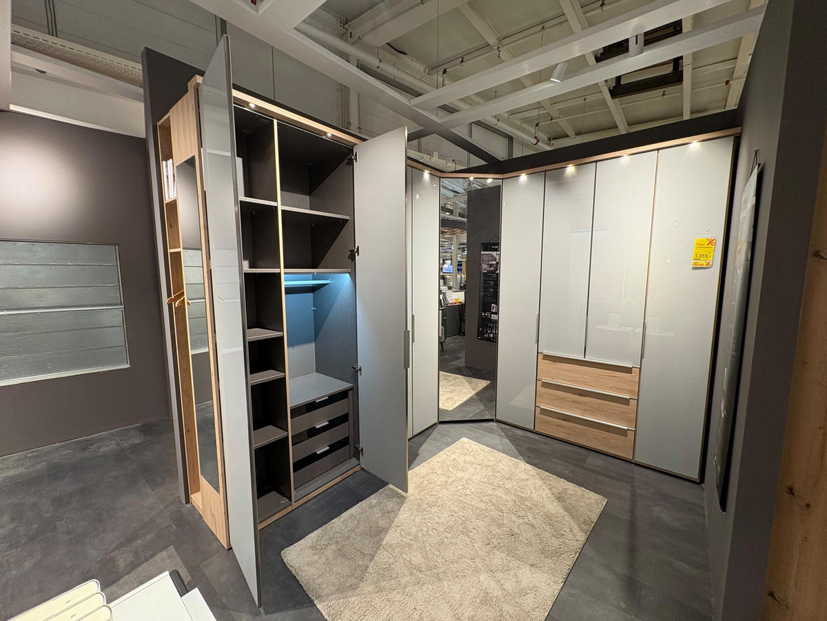 Armoire dressing en chêne et verre couleur gris - Dieter Knoll