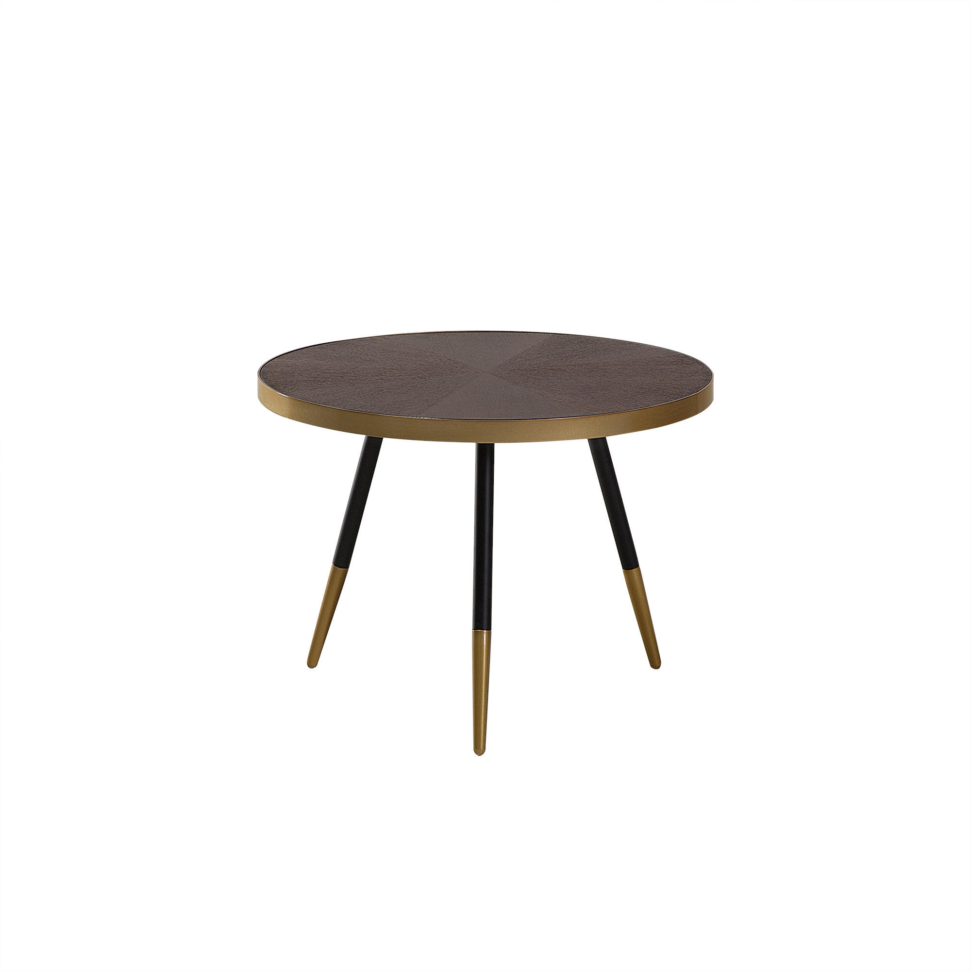 COUCHTISCH dunkler Holzfarbton/gold 61 cm Ramona - Dunkelbraun/Goldfarben, Holzwerkstoff (61/61/45cm) - Beliani