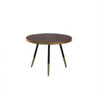 COUCHTISCH dunkler Holzfarbton/gold 61 cm Ramona - Dunkelbraun/Goldfarben, Holzwerkstoff (61/61/45cm) - Beliani