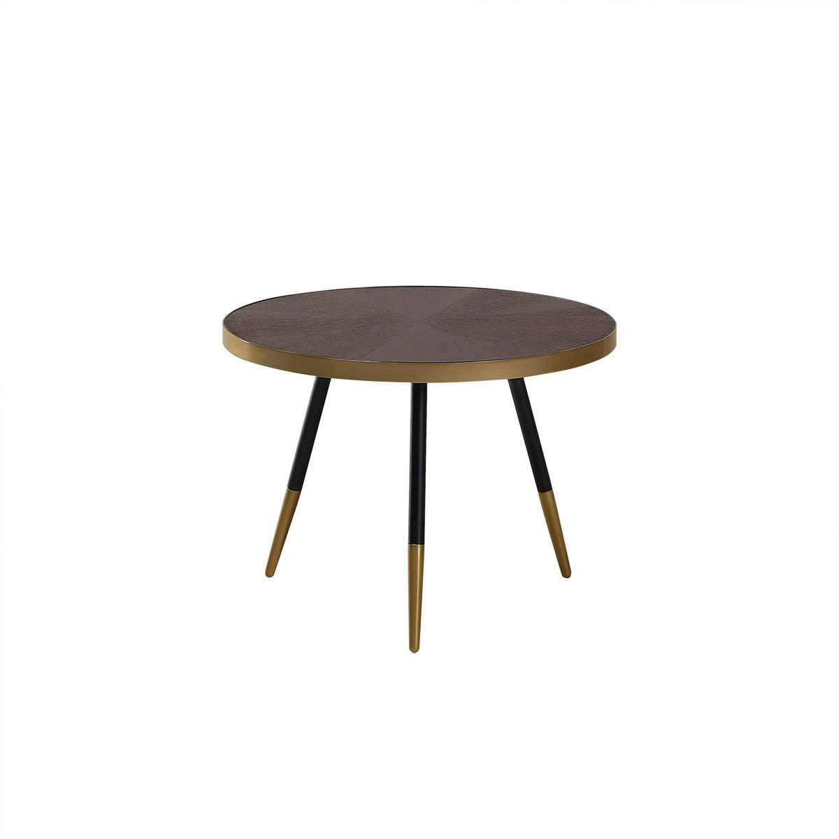 COUCHTISCH dunkler Holzfarbton/gold 61 cm Ramona - Dunkelbraun/Goldfarben, Holzwerkstoff (61/61/45cm) - Beliani