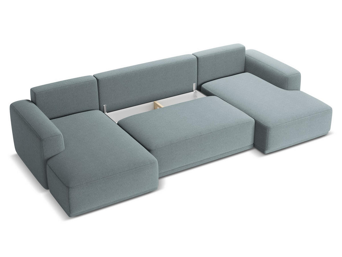 WOHNLANDSCHAFT Chenille Stoff Blau - Blau/Blaugrau, Kunststoff/Textil (333/91/160cm) - Makamii