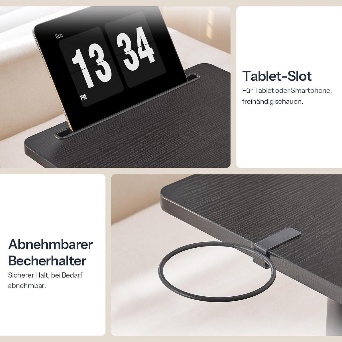 BEISTELLTISCH C-Form Höhenverstellbar Schwarz - Schwarz, Metall (30/40/78cm)