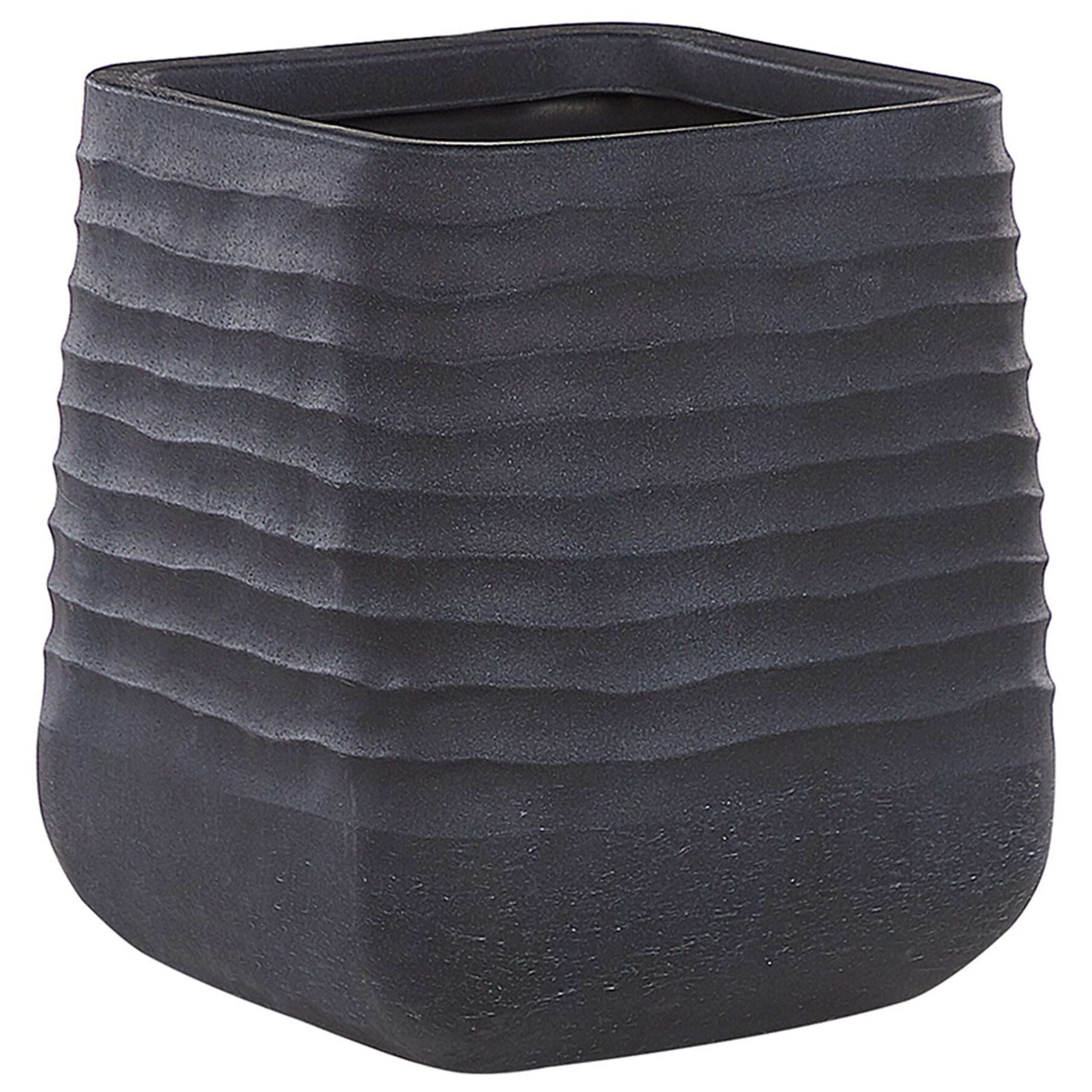 BLUMENTOPF schwarz quadratisch 50/50/49 cm Parikia - Schwarz, Naturmaterialien (49cm) - Beliani