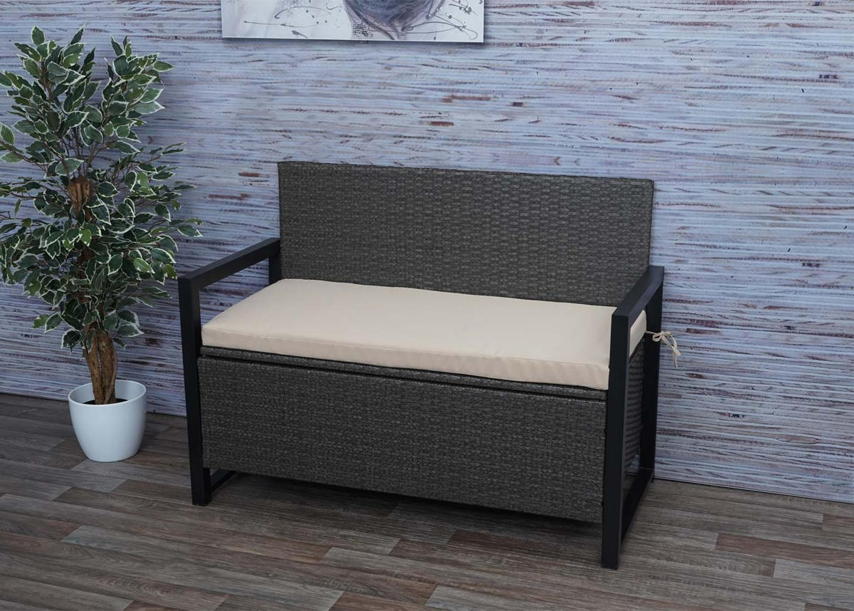 POLY-RATTAN 2ER SITZBANK Grau, Beige - Beige/Grau, Kunststoff (117/87/57cm) - MCW