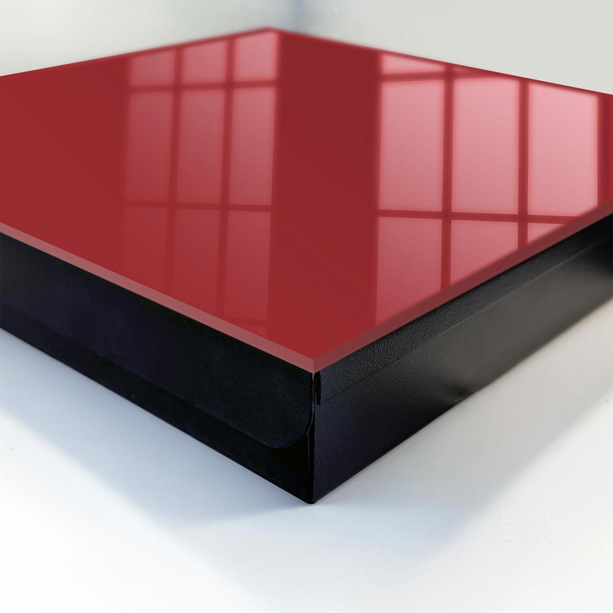 SCHLÜSSELBOX Schwarz 30x30 cm- Türöffnung nach rechts - Burgunderrote Farbe - Weinrot, Metall (30/30/5cm) - TULUP