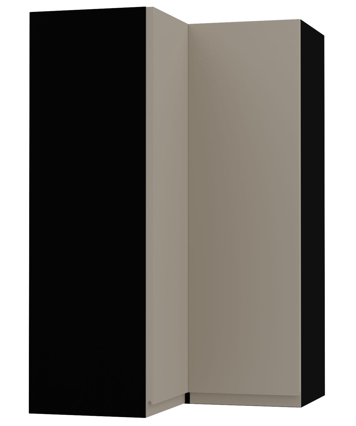 ECKHÄNGESCHRANK Avellino W14/60 Schwarz / Stone Grey Acryl Matt 60 / 60 / 96cm - Schwarz/Grau, Holz/Holzwerkstoff (60/96/60cm) - Feldmann-Wohnen