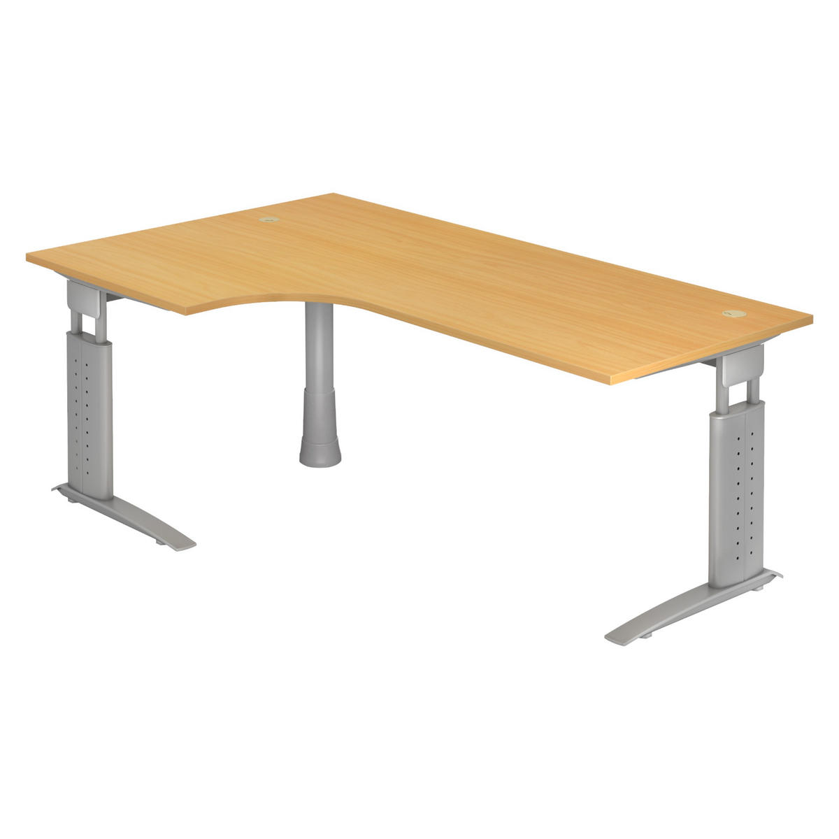 SCHREIBTISCH Serie-U 120/200/74 cm in Buchefarben/Silberfarbengrau - Buchefarben/Silberfarben, Holzwerkstoff (120/200/74cm) - bümö