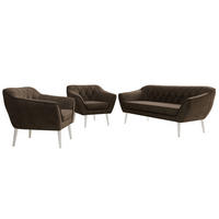 SEDACIA ZOSTAVA 3+1+1 PIRS - Hnedá Samet - Biele nohy - hnedá/biela, kompozitné drevo/textil (180/75/74cm) - MKS