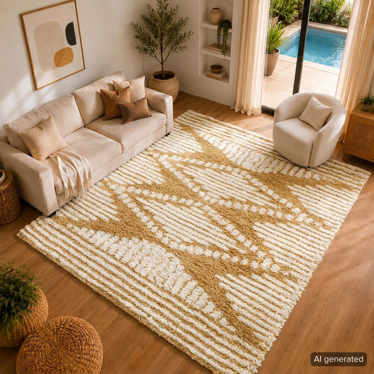 HOCHFLORTEPPICH Nuria 160/220 cm Kamelfarbe - Hellbraun, Textil (160/220cm) - LIVABLISS