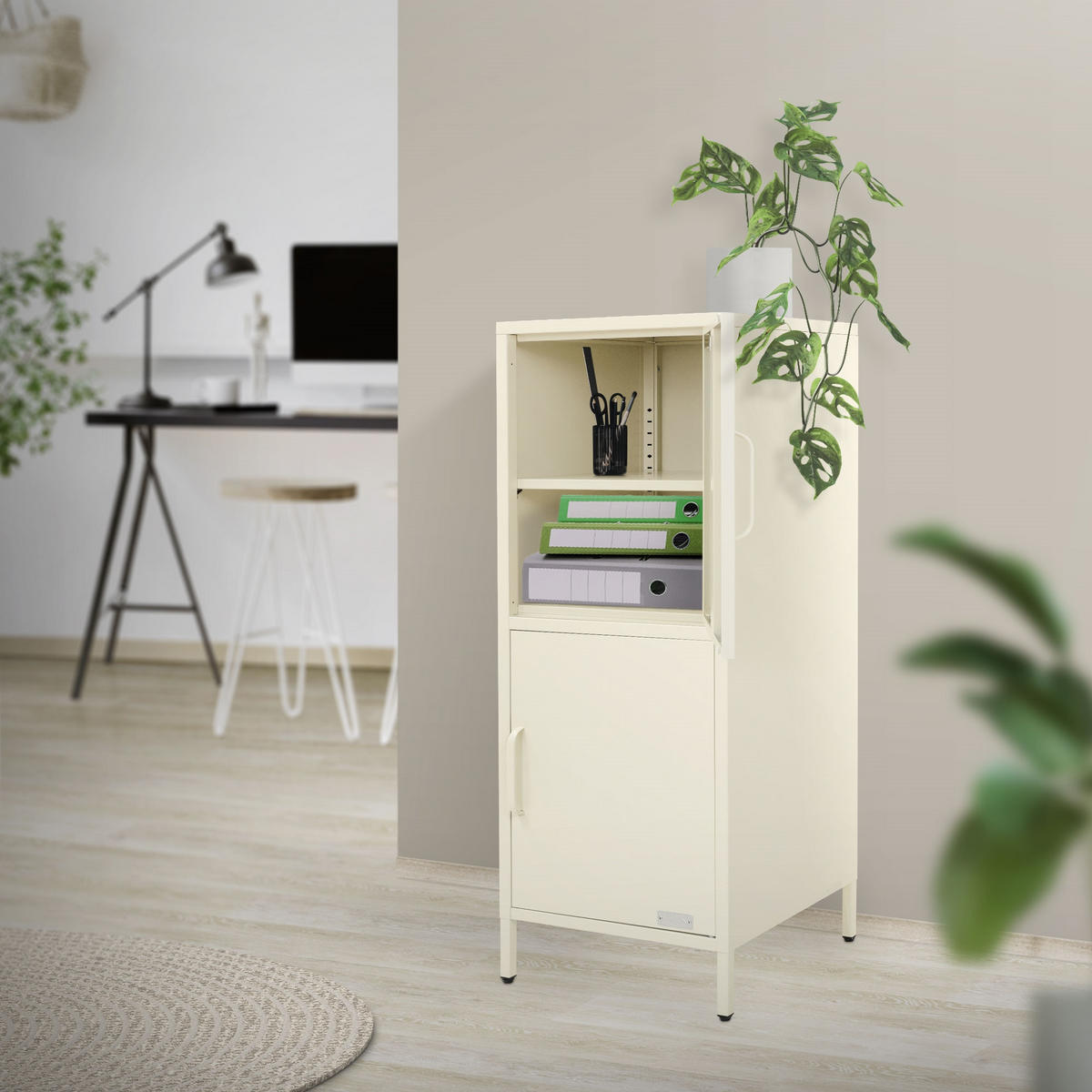 AKTENSCHRANK 40x101,5x40 cm Creme aus Stahl mit 2 Türen - Creme, Metall (40/101.5/40cm) - ML-DESIGN