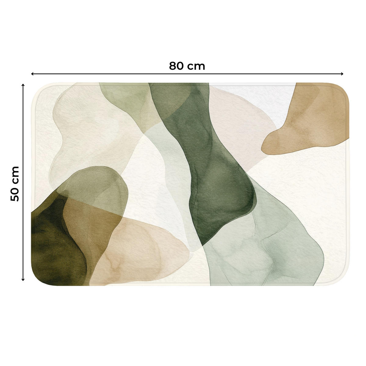 WC-VORLEGER Japandi - Abstrakt - Grün Toilettenteppich 80x50 cm - Grün, Kunststoff/Textil (80/1cm) - OnlyWow